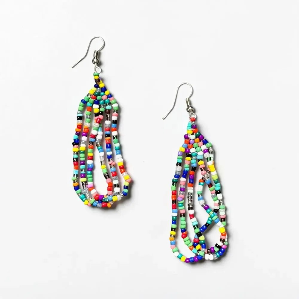 Geometric Beaded Dangle Earrings